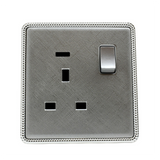 LEDSONE Screwless Flat Plate Light Switches and Sockets – 13A Double Wall Socket, 2 Way Switch, Brushed Chrome