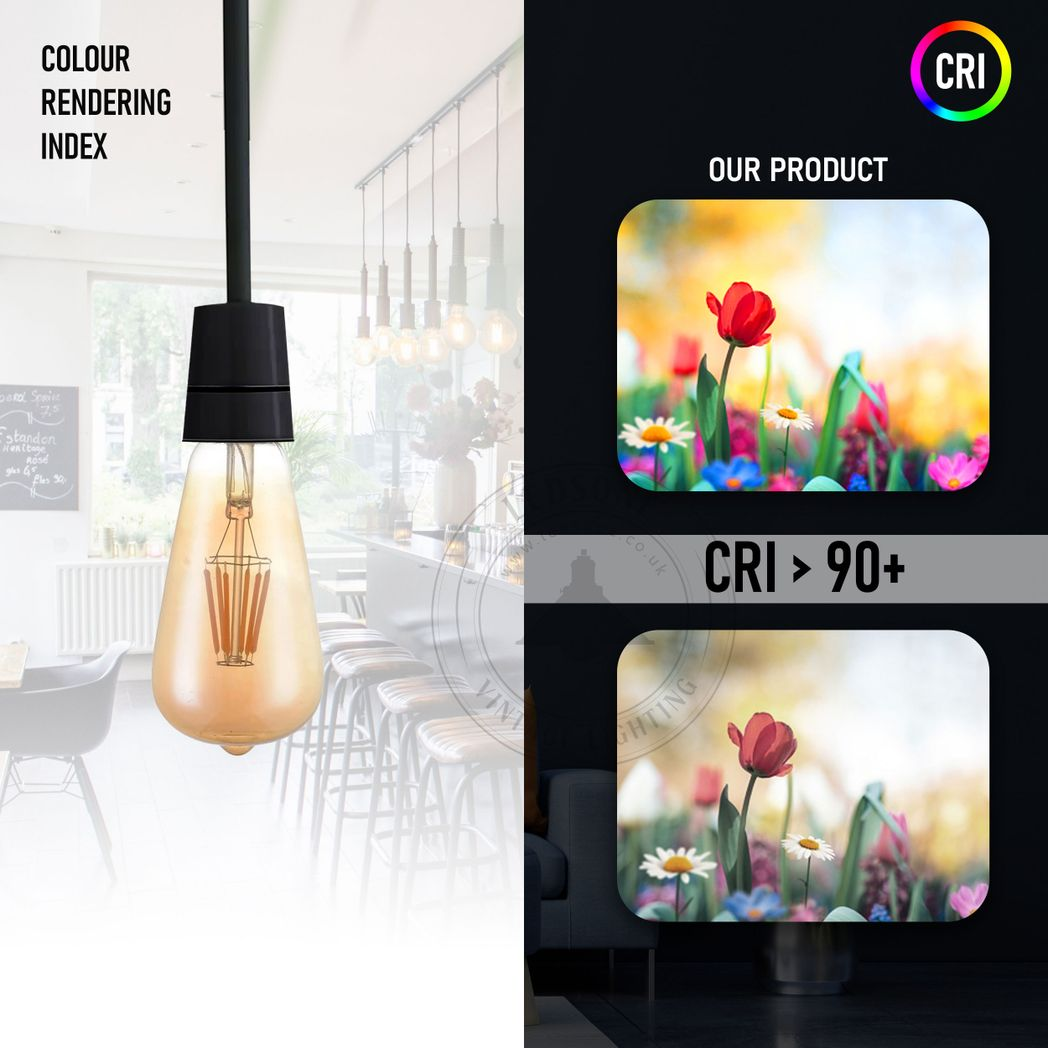 Ledsone E27 ST64 Vintage LED Edison Bulbs, 6W Dimmable Warm White 2700K – Glass Filament Light