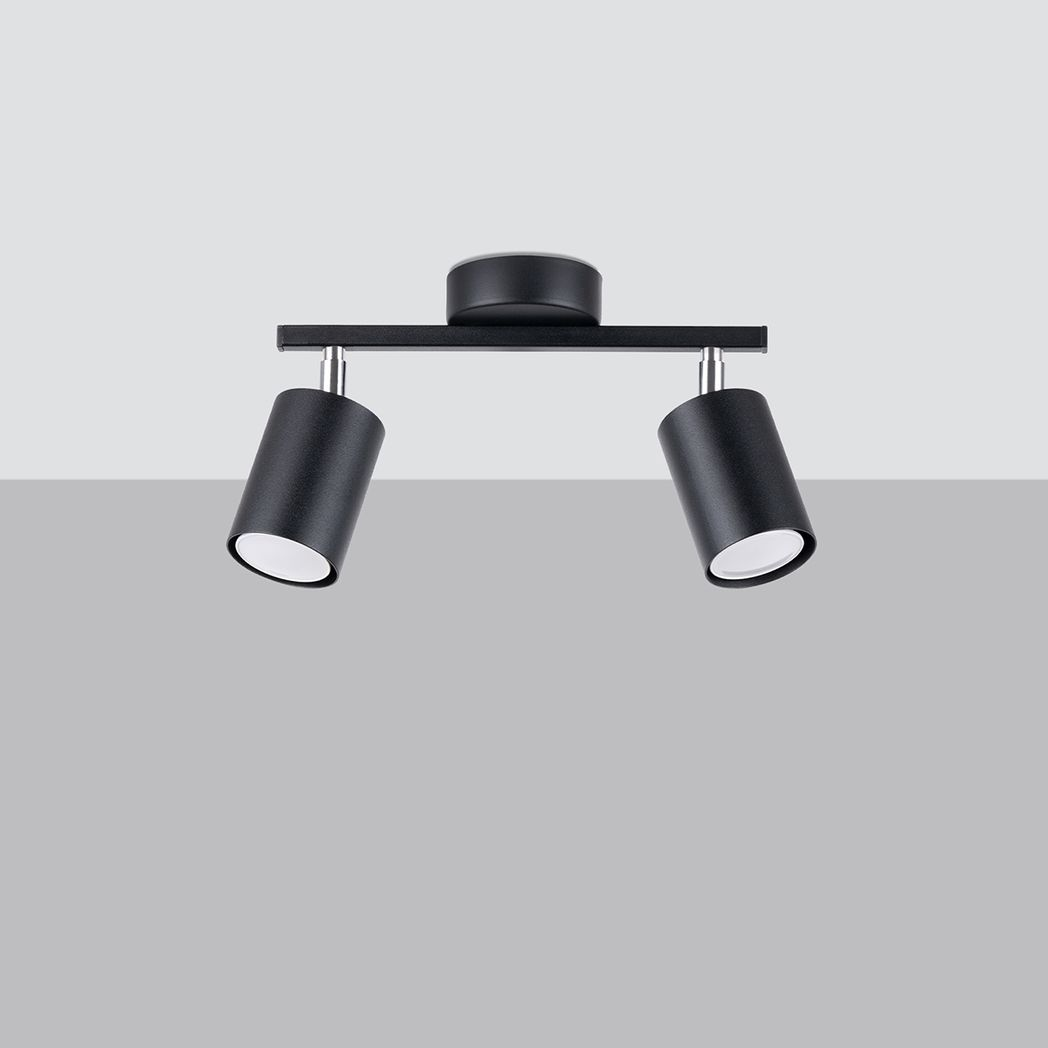 Sollux Lighting Lemmi Steel Ceiling Lamp with Two GU10 Fittings – Minimalist Design, Black
