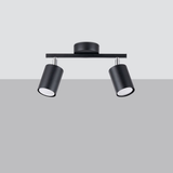 Sollux Lighting Lemmi Steel Ceiling Lamp with Two GU10 Fittings – Minimalist Design, Black