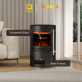 HOMCOM Electric Fireplace Heater with LED Flame Effect, 900W/1800W – Adjustable Thermostat, Black