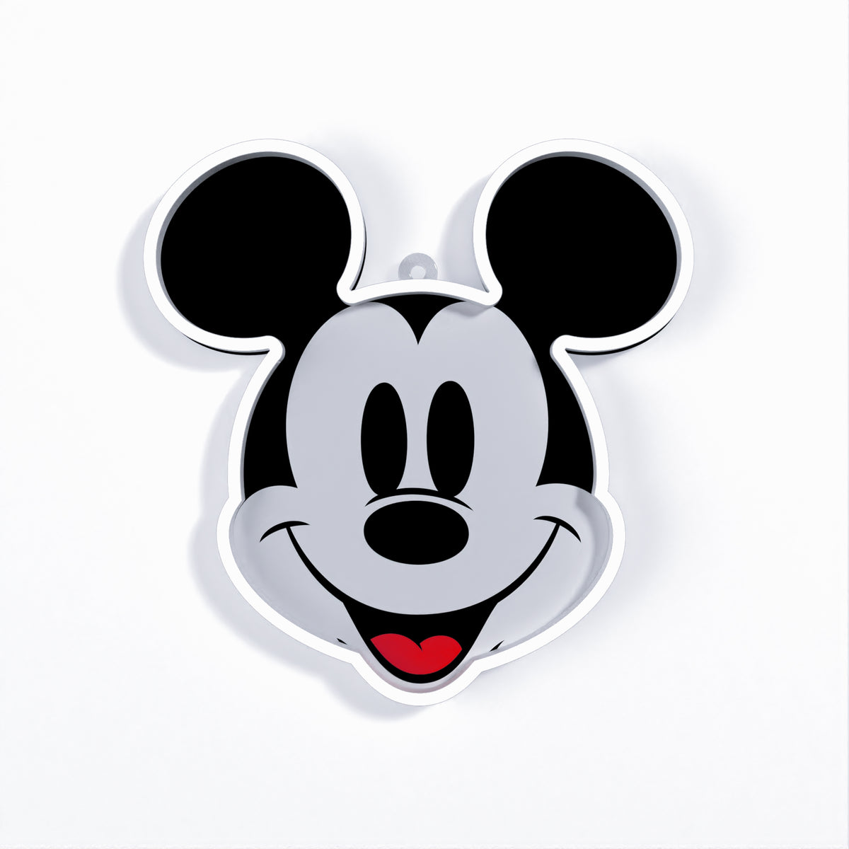 YELLOWPOP Disney Mickey Face LED Neon Sign – White Glow USB Licensed Wall Light with Acrylic Backing