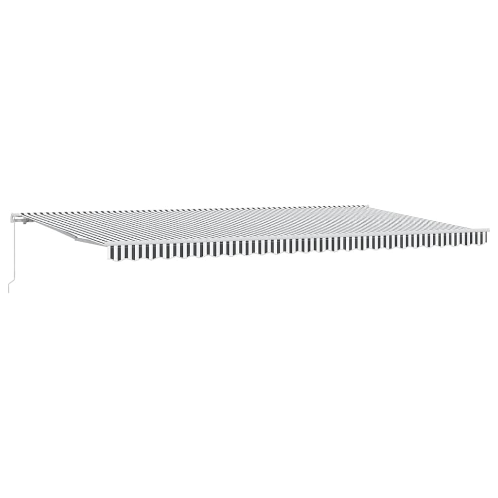 vidaXL Manual Retractable Patio Awning 500 x 300cm with Hand Crank – Aluminium Frame, Anthracite & White