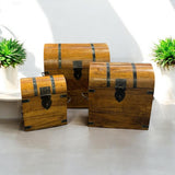 Set of 3 Nesting Wooden Storage Chests with Space-Saving Design – Toys, Crafts and Keepsakes