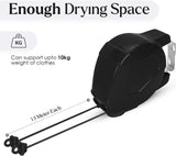 30M Double Retractable Washing Line – Indoor and Outdoor Clothes Line for Garden and Patio, Black