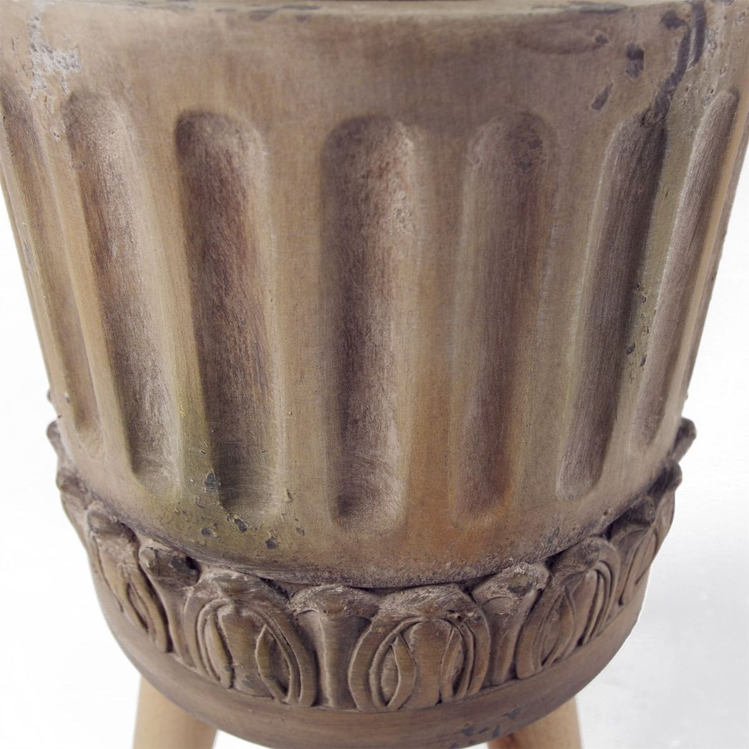 Zandi Roman Composite Large Planter, 40cm x 21.5cm – Garden Plant Pot, Brown & Grey