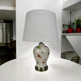 AcaciaHome Oriental Floral Ceramic Table Lamp with Drum Shade – Large 65cm Hallway Lamp, Butterfly Design