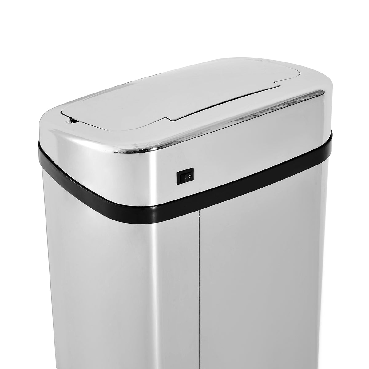 HOMCOM 50L Motion Sensor Kitchen Bin with Touch-Free Lid – Lightweight ABS Waste Bin, Silver & Black
