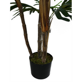 Artificial Raphis Palm Tree, 100cm with Natural Trunk – Realistic Silk Leaves in Weighted Pot