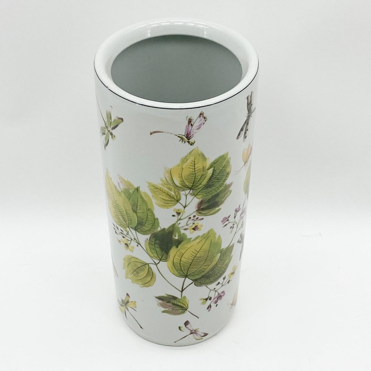 AcaciaHome Ceramic Umbrella Stand – Holder for Canes & Walking Sticks, Entryway Decor, Green Leaf