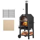 Outsunny Stainless Steel Charcoal Pizza Oven with Thermometer, Chimney & Wheels – Outdoor Garden Oven