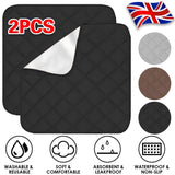 Waterproof Incontinence Chair Pads with Absorbent Layer & Non-Slip Backing, 2 Pack – Seat Protector, Black