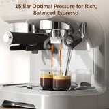 HOMCOM 15 Bar Espresso Machine with Bean Grinder & Steam Wand – Cup Warmer, Silver