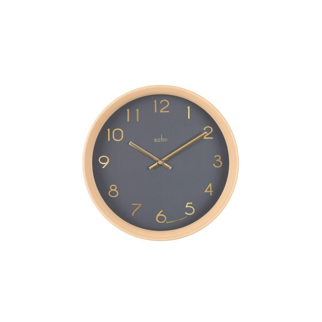 Acctim Upsilon 25cm Light Wood Effect Wall Clock – Scandi-Inspired Quartz Clock with Clear Dial