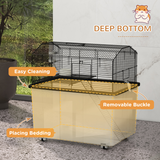 PawHut Two-Tier Hamster Cage with Deep Base, Ramp & Food Dish – Gerbil & Syrian Hamster Home on Wheels, Black