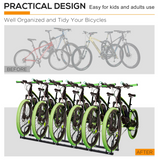 HOMCOM 6 Bike Parking Rack, Galvanised Steel Floor or Wall Mount Stand – Detachable Bicycle Storage, Black