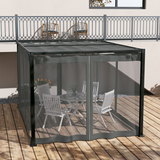 Outsunny 3 x 4m Retractable Pergola with Net Curtains & Aluminium Frame – Garden Shelter, Dark Grey