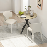 HOMCOM 80 cm Round Dining Table with Steel Cross Legs – Industrial Kitchen Table, White Oak Effect