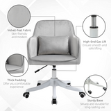 Vinsetto Tub Office Chair with Rechargeable Massage Lumbar Pillow – Velvet-Feel Swivel Desk Chair