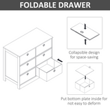 HOMCOM Chest of 6 Fabric Drawers – Bedroom, Office and Hallway Storage Cabinet, White and Grey