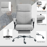 Vinsetto Heated Massage Office Chair with 4-Point Vibration, Footrest & Remote – Light Grey PU Leather