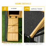PawHut Two-Tier Outdoor Rabbit Hutch with Run, Removable Tray & Asphalt Roof – Wood and Steel Bunny Cage