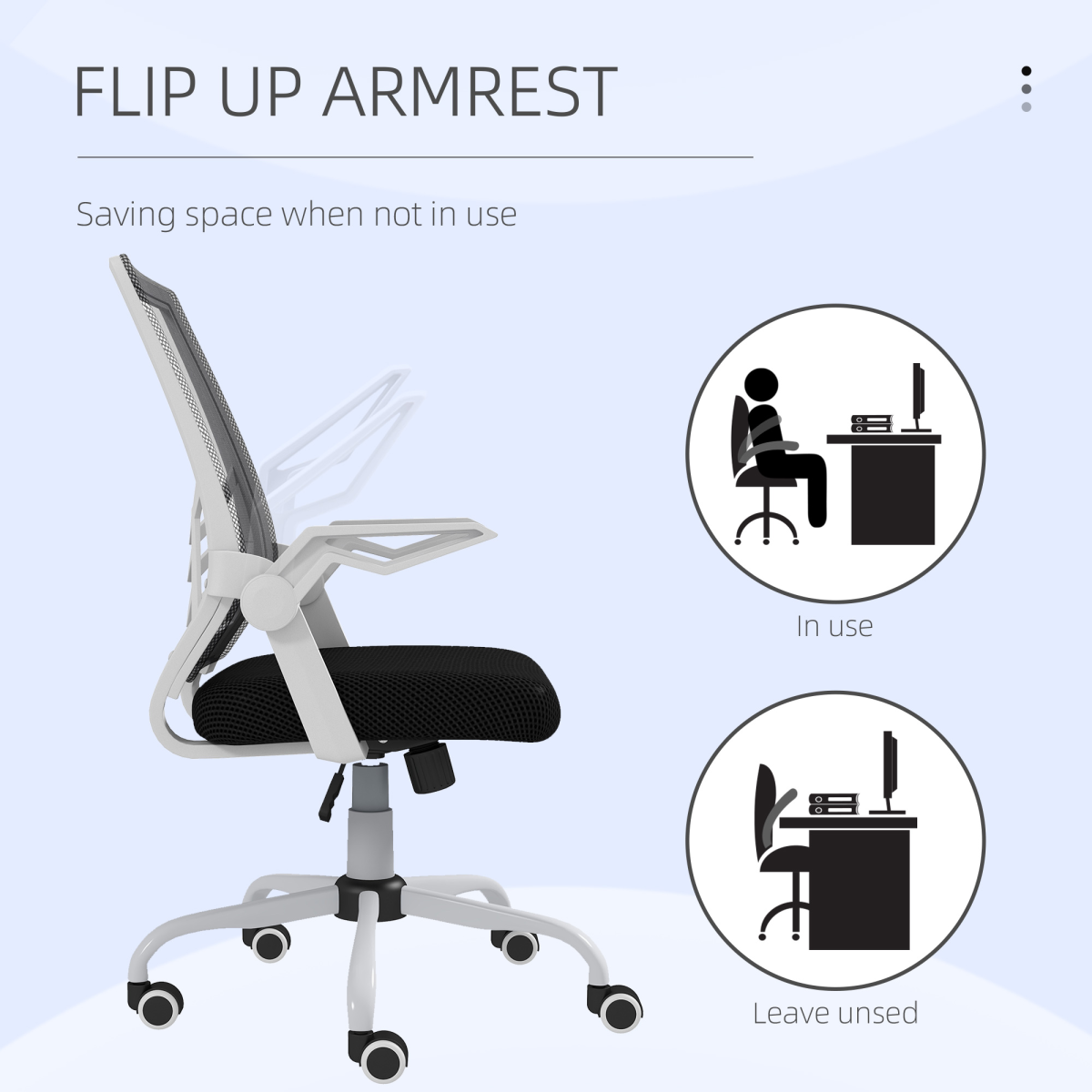 Vinsetto Mesh Swivel Office Chair with Lumbar Support and Flip-Up Armrests – Home Task Chair, Black
