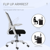 Vinsetto Mesh Swivel Office Chair with Lumbar Support and Flip-Up Armrests – Home Task Chair, Black