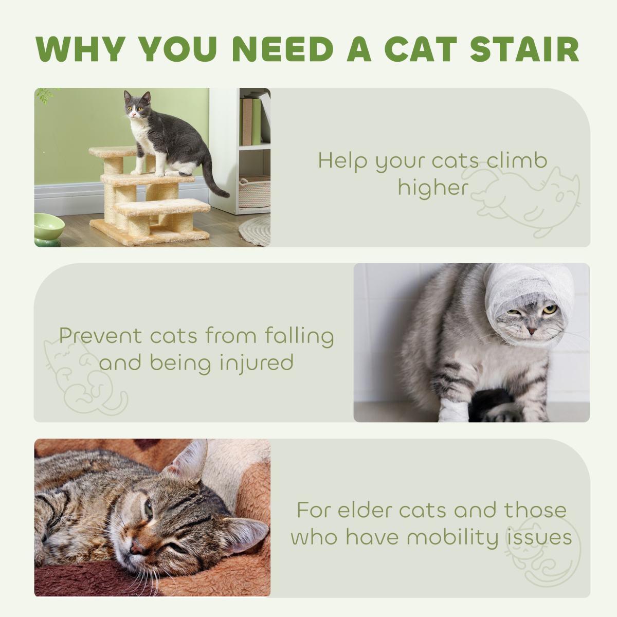 Pawhut 3-Step Pet Stairs with Plush Cover – Portable Cat and Dog Steps for Older and Small Pets