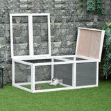 Pawhut Rabbit Hutch with Run Cover & Water-Resistant Asphalt Roof – Indoor & Outdoor Small Animal Cage