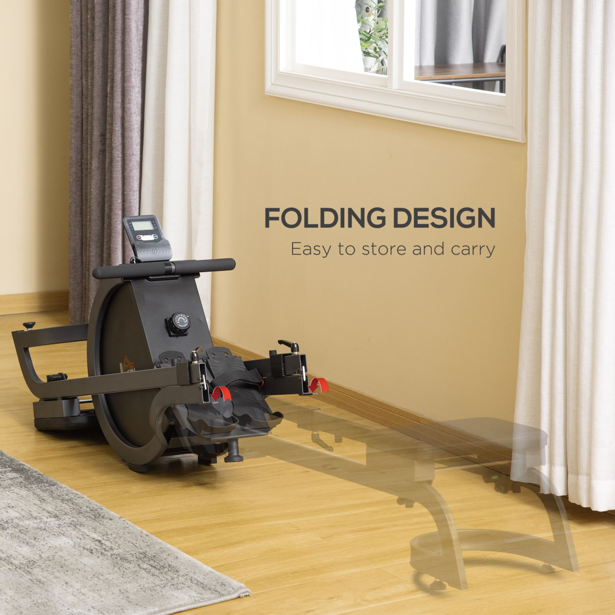 HOMCOM Foldable Magnetic Rowing Machine with 16 Resistance Levels & Digital Monitor – Home Gym Cardio Rower