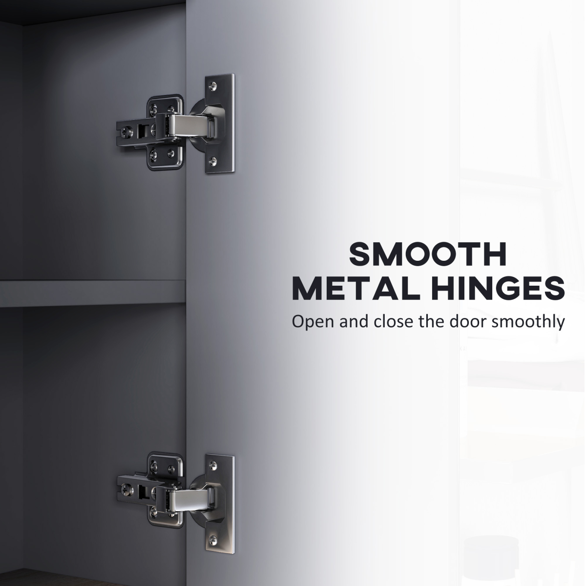 HOMCOM Wall-Mounted Bathroom Mirror Cabinet with Eight Compartments and Shelves, Grey