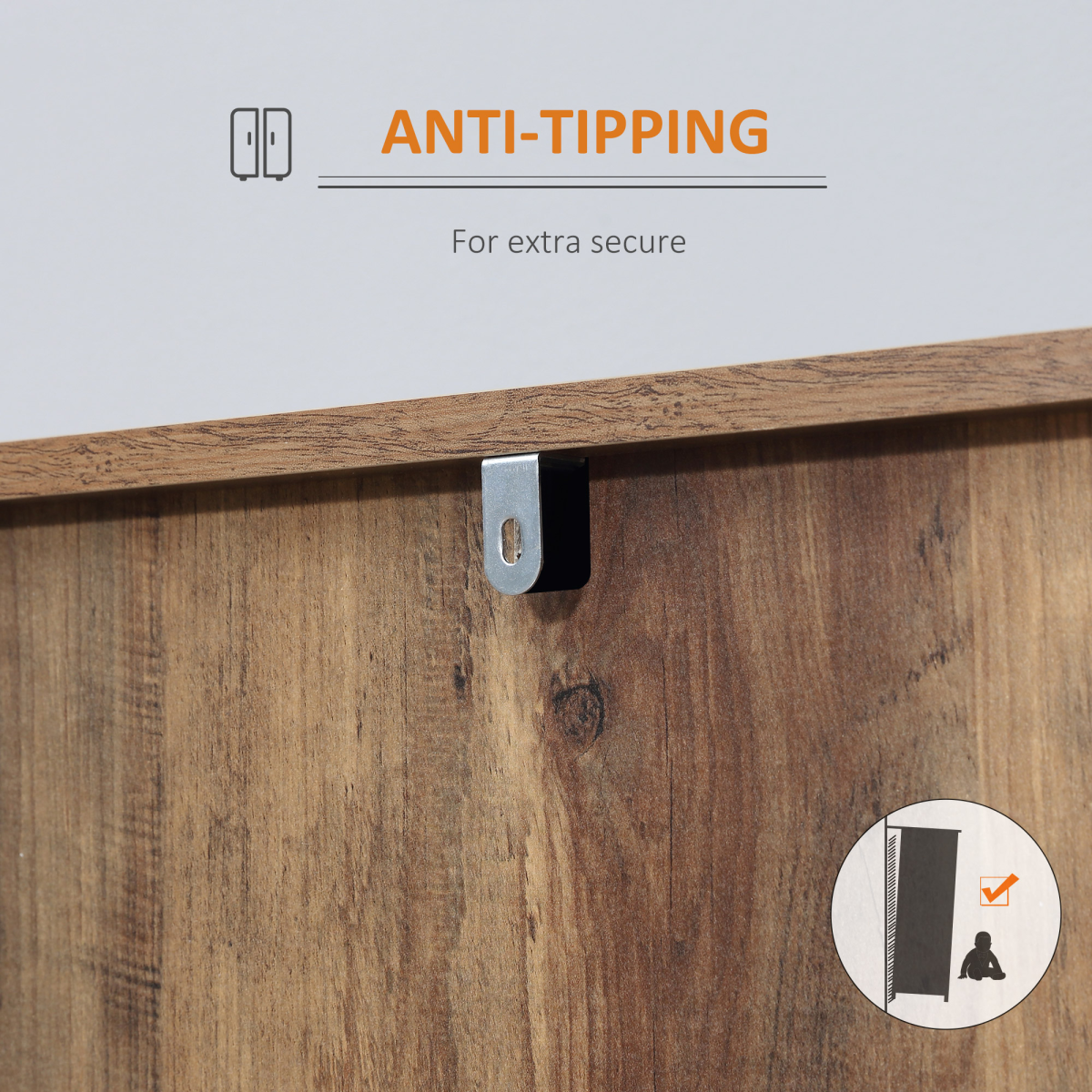 HOMCOM Industrial Sideboard Storage Cabinet with 3 Drawers & 2 Cabinets – Distressed Brown