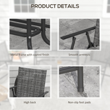 Outsunny Patio Furniture Set with Two Foldable Armchairs, Loveseat and Glass Table – Garden Set, Dark Grey