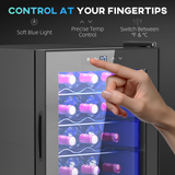 HOMCOM Freestanding 20 Bottle Wine Cooler Fridge with Glass Door & LED Light – Wine Storage