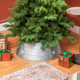 HOMCOM 66cm Christmas Tree Collar with Hollow Snowflake Patterns – Steel Tree Skirt Alternative, Silver