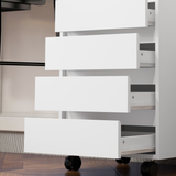 HOMCOM White Mobile Filing Cabinet with 4 Drawers & Lockable Wheels – MDF Storage Unit with Anti-Tip Straps