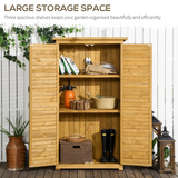 Outsunny Wooden Garden Storage Shed with 3 Shelves, Felt Roof & Lockable Double Doors – Outdoor Tool Cabinet