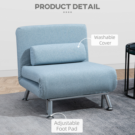 Dimension diagram of the HOMCOM single folding sofa bed chair