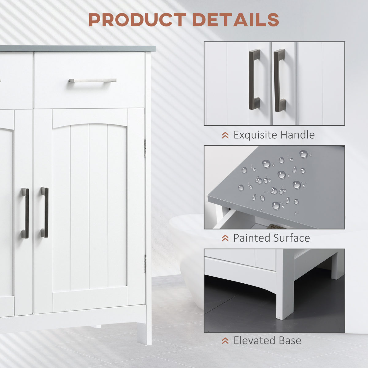 kleankin Freestanding Bathroom Cabinet with 2 Drawers, Cupboard & Adjustable Shelf – Bathroom Storage