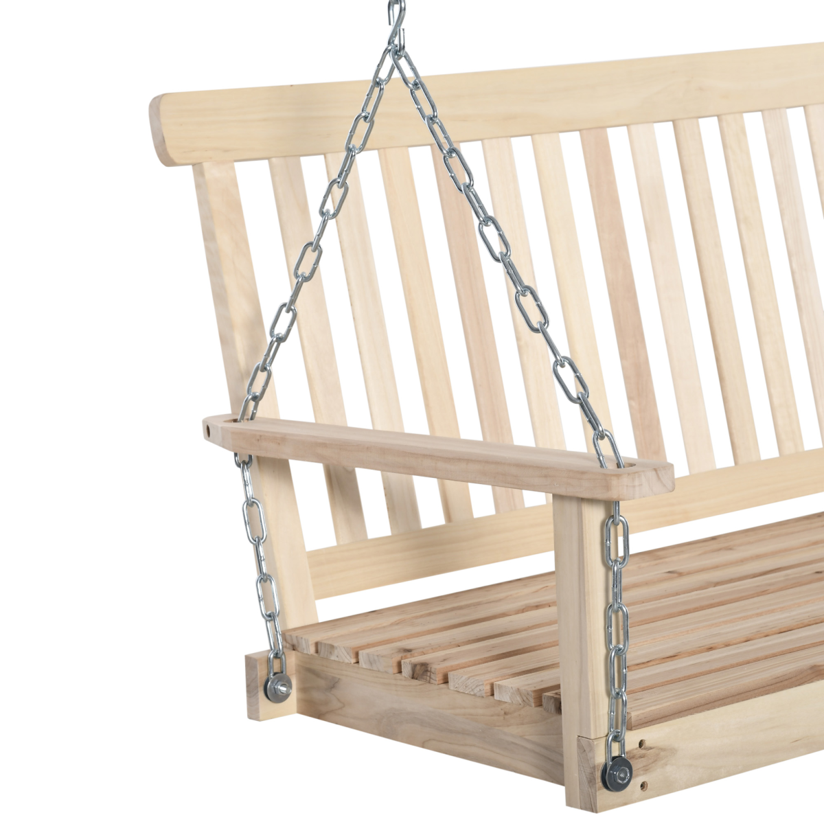 Outsunny 2-Seater Wooden Porch Swing Chair with Hanging Chains – Fir Wood Garden Swing Bench