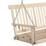 Outsunny 2-Seater Wooden Porch Swing Chair with Hanging Chains – Fir Wood Garden Swing Bench