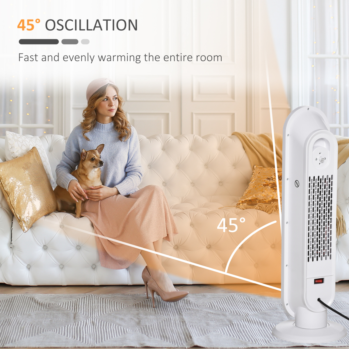 HOMCOM Ceramic Space Heater with Oscillation, Remote & Overheat Protection – 1200/2000W, Timer, Thermostat