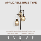 HOMCOM 170cm Industrial 3-Light Dimmable Floor Lamp – Steel Frame, Black