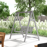 Outsunny 2-Seater Wooden Garden Swing Seat with Cup Trays & Steel Chains – Hammock Bench, Grey