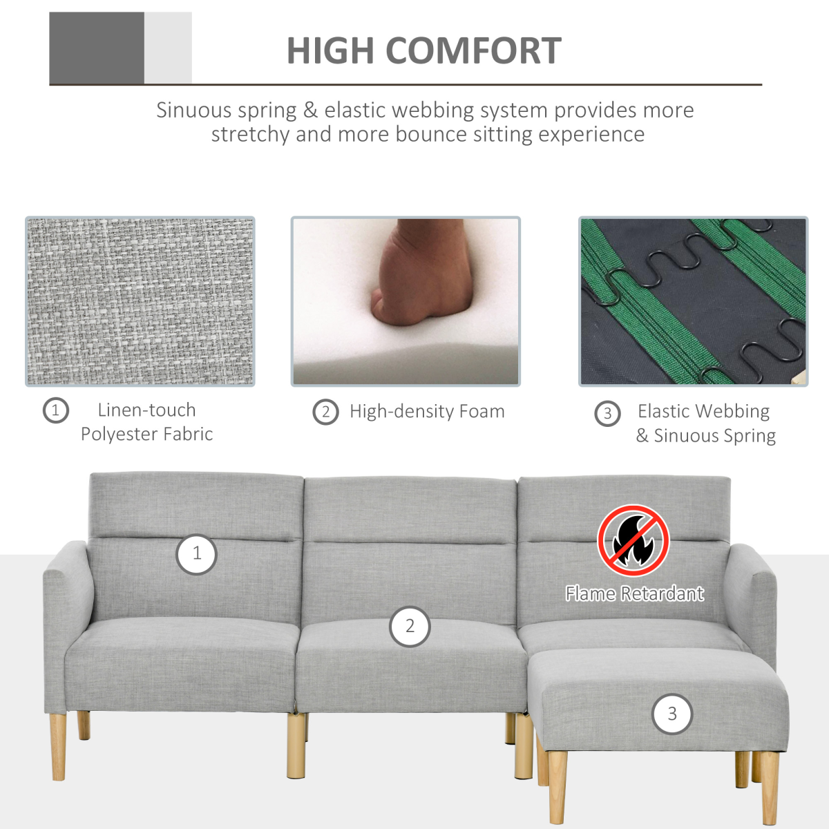 Reversible Sectional Sofa Bed side view