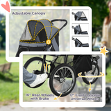 PawHut 3 Wheel Foldable Pet Stroller with Canopy & Mesh Windows – Dog Pram for Small Dogs, Grey