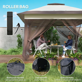 Outsunny Folding Canopy Tent with 3-Level Adjustable Height, Mesh Side Walls & Roller Bag – Portable Shelter
