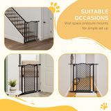 PawHut Pet Safety Gate, 74–80cm Pressure Fit with Auto Close and Double Locking – Stair Gate, Black