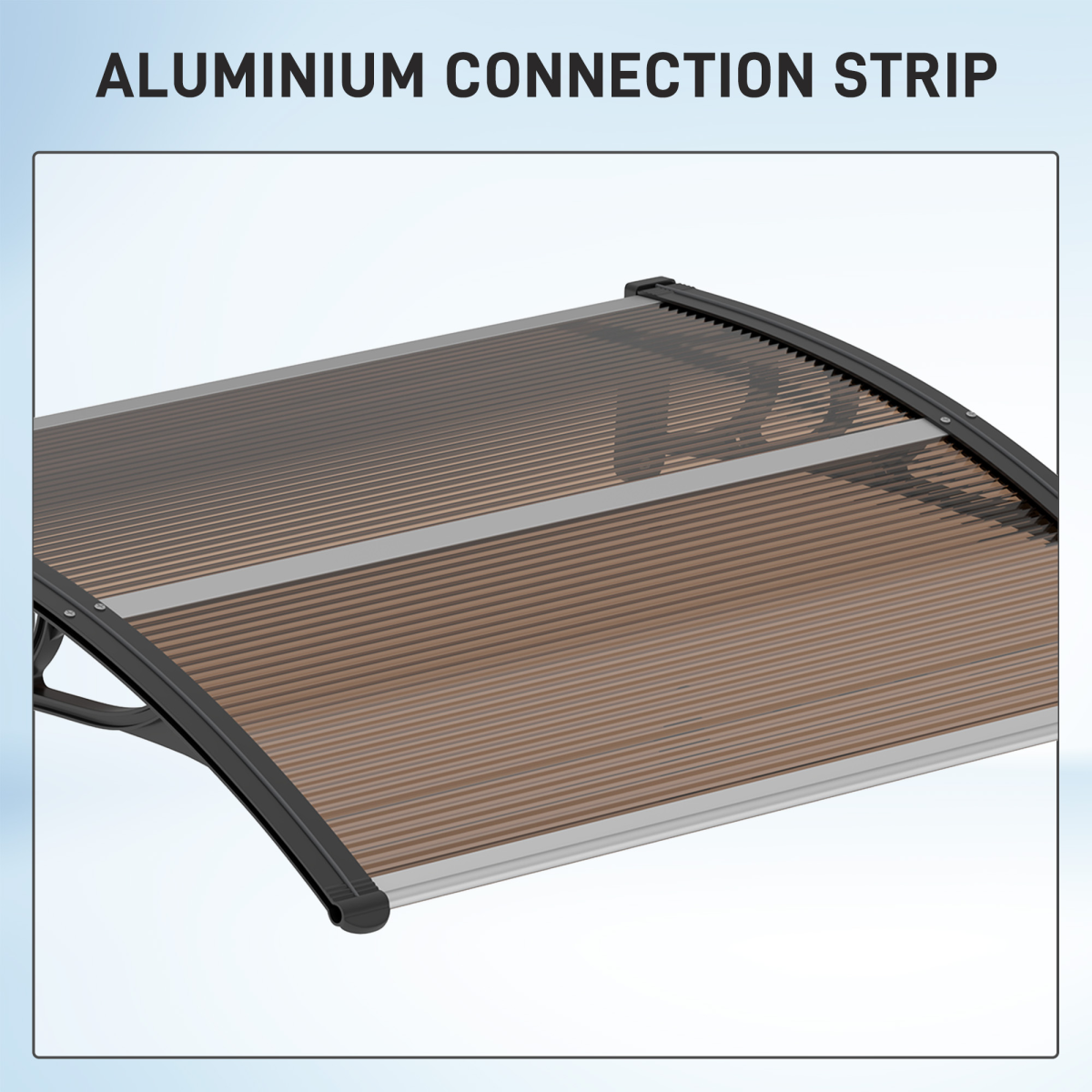 Outsunny Curved Polycarbonate Door & Window Canopy Awning, UV and Water Resistant – Brown